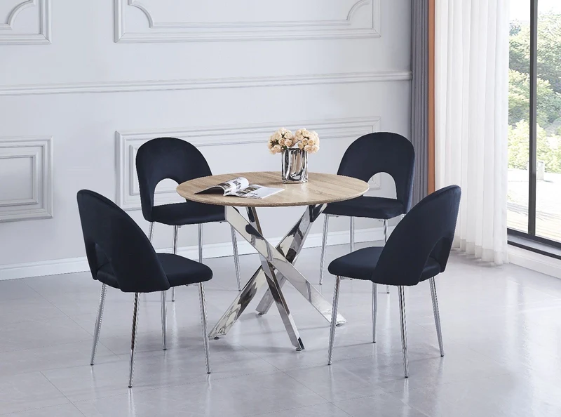 Chaise Teddy pied argent