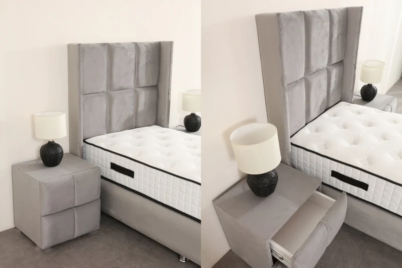 Lit Coffre Enfant RIO Velours Gris