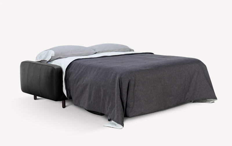 Lot canapé et pouf CLARK Cuir Sidney Noir