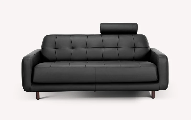 Lot canapé et pouf CLARK Cuir Sidney Noir