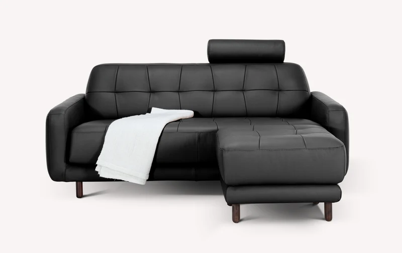 Lot canapé et pouf CLARK Cuir Sidney Noir