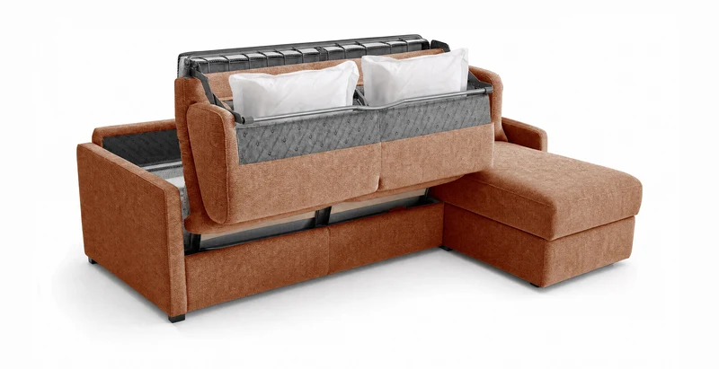 PALAVAS - Canapé d'angle convertible 5 places - Velours