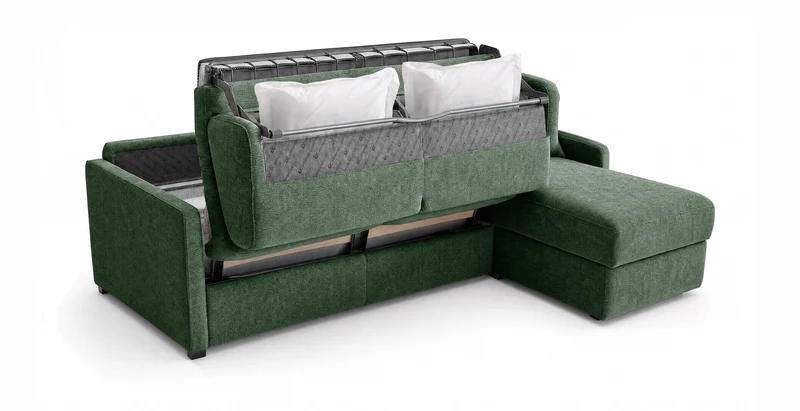 PALAVAS - Canapé d'angle convertible 5 places - Velours