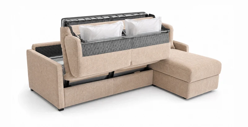 PALAVAS - Canapé d'angle convertible 5 places - Velours