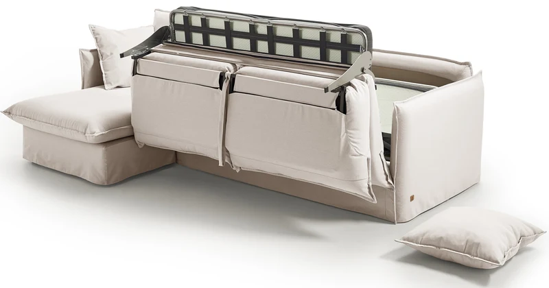 SALLANCHES - Canapé d'angle convertible - Angle gauche - 5 places - Toile