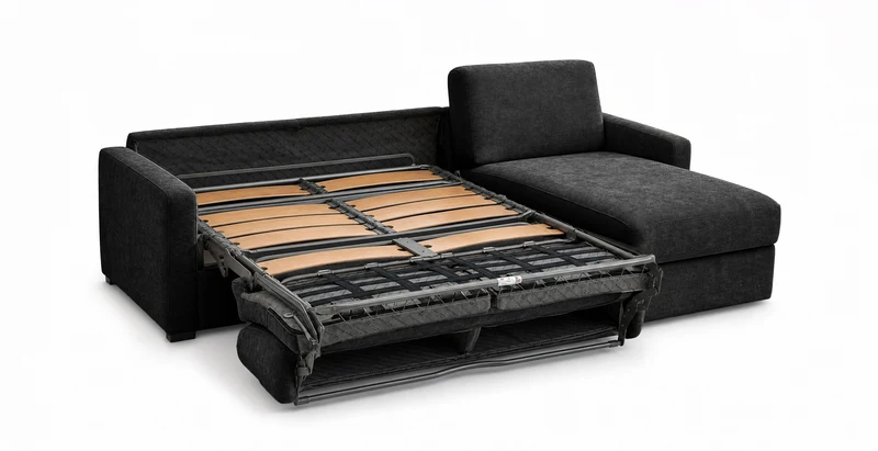 PASSY - Canapé d'angle convertible 6 places - Velours