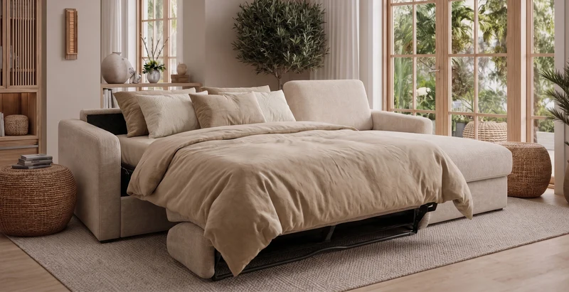 PASSY - Canapé d'angle convertible 6 places - Velours