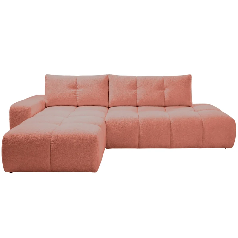 Canapé d'angle droit convertible CASANOVA Constance en tissu chenille terracotta