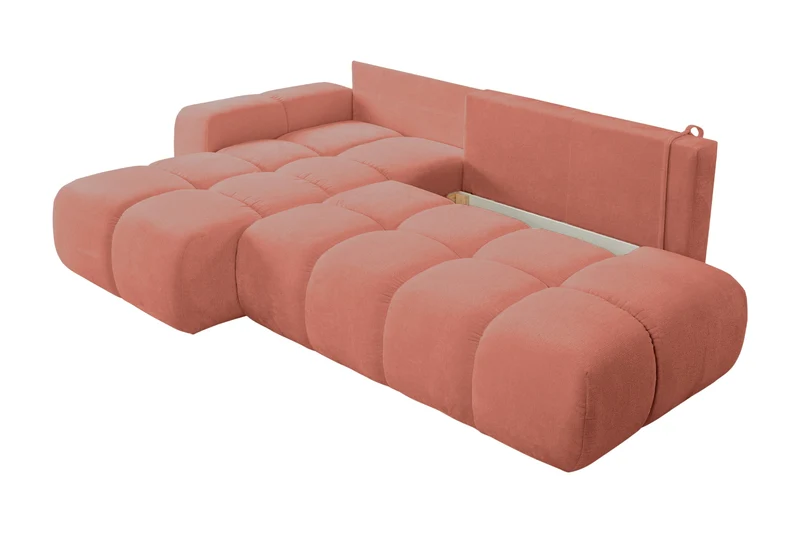 Canapé d'angle droit convertible CASANOVA Constance en tissu chenille terracotta