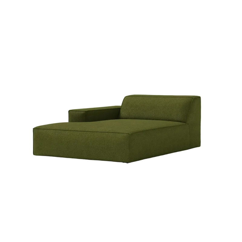 Méridienne MICADONI Jodie en tissu bouclé vert olive