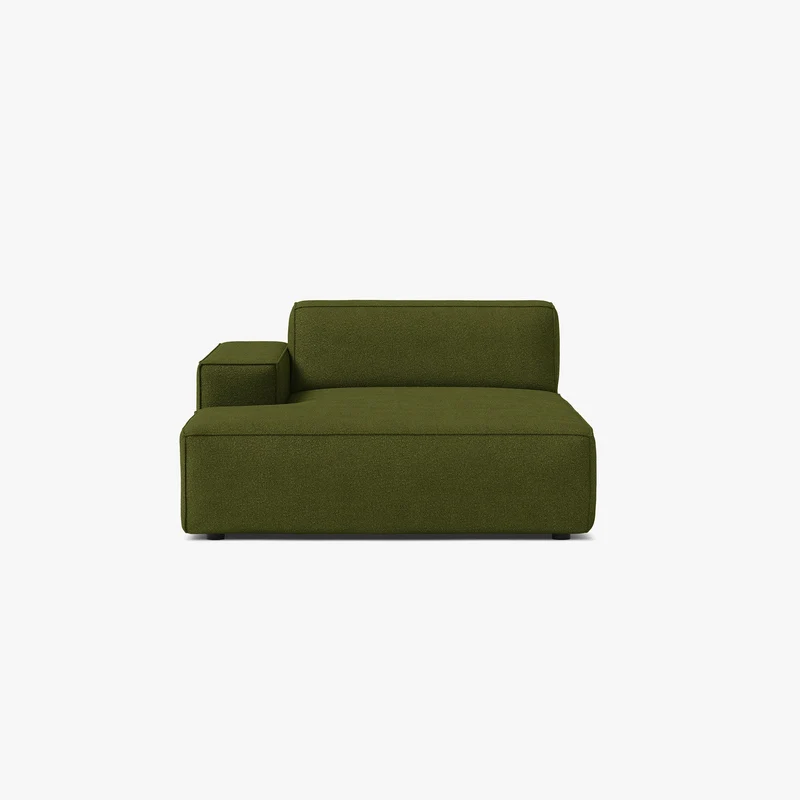 Méridienne MICADONI Jodie en tissu bouclé vert olive