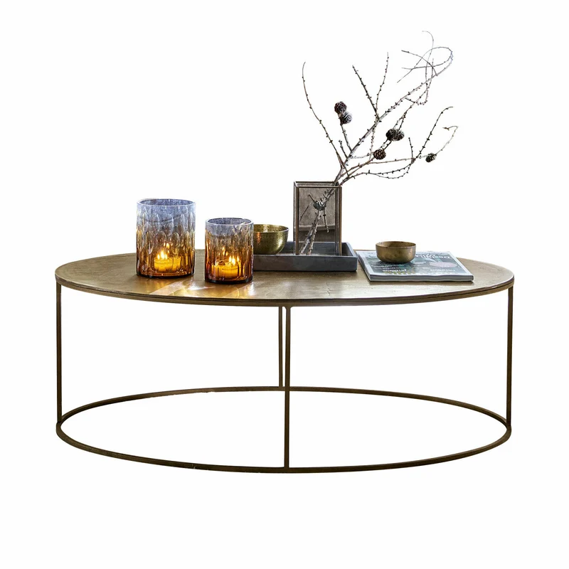 Table basse ovale LOBERON Leron en métal or vieilli