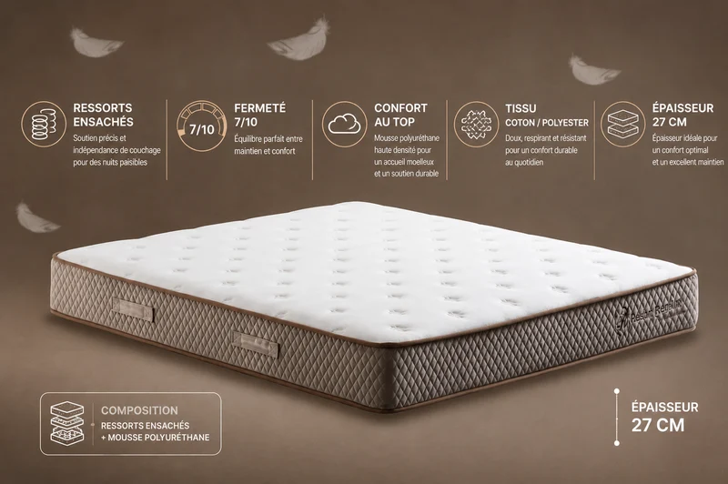 Matelas San Martino Premium Ressort 27cm d'Épaisseur