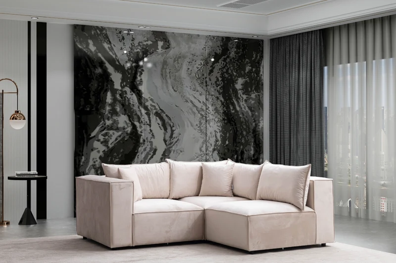 Canapé ELEGANCE Velours Modulable 3+1 Pouf