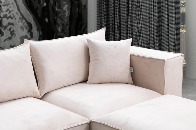 Canapé ELEGANCE Velours Modulable 3+1 Pouf
