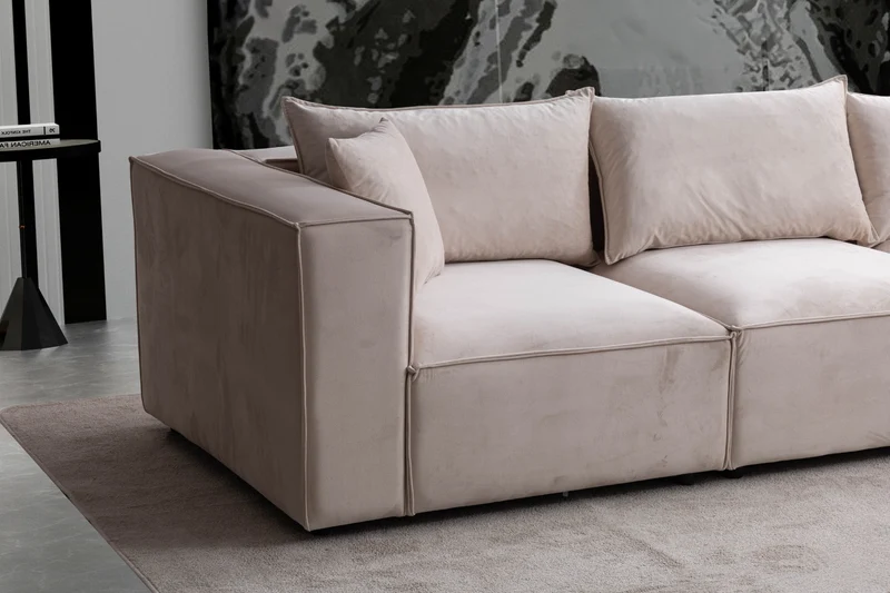 Canapé ELEGANCE Velours Modulable 3+1 Pouf