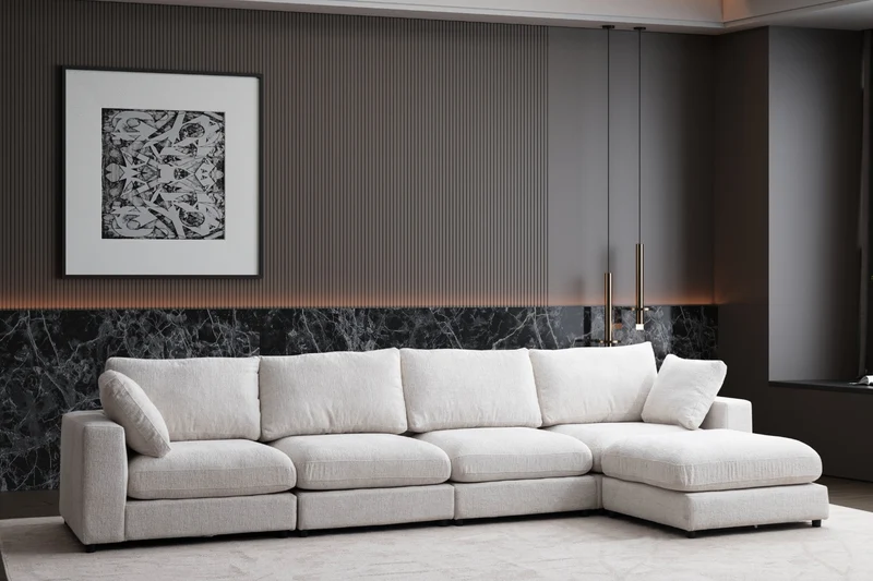 Canapé JULIA Modulable Chenille 4+1 Pouf