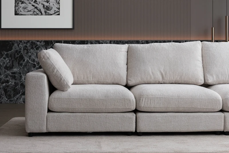 Canapé JULIA Modulable Chenille 4+1 Pouf