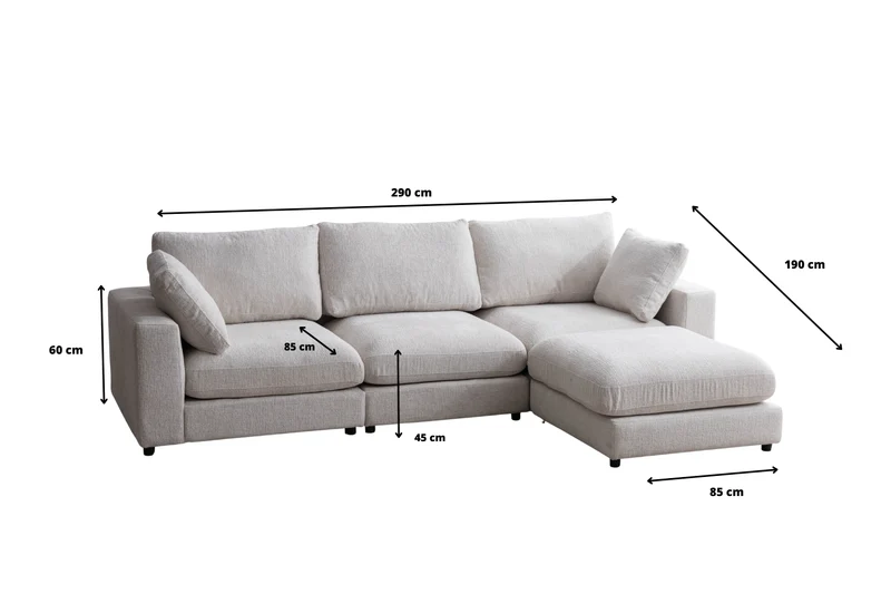 Canapé JULIA Modulable Chenille 3+1 Pouf