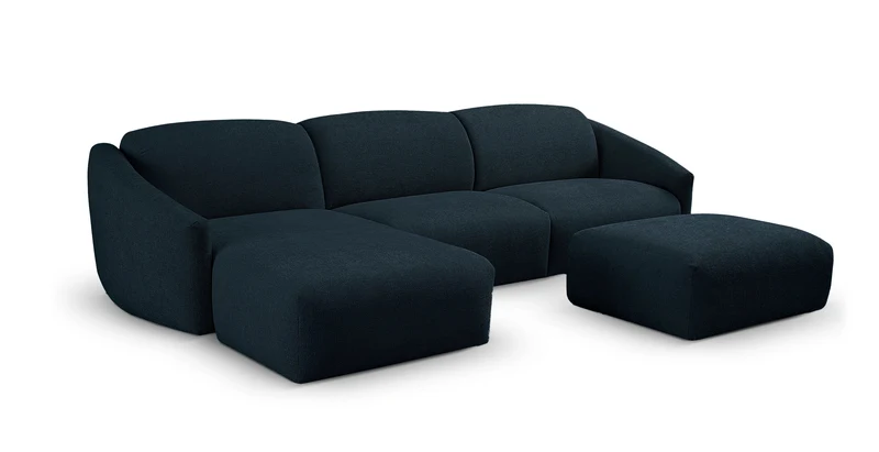 MOUGINS - Canapé d'angle convertible 5 places - Gauche - Velours chenille