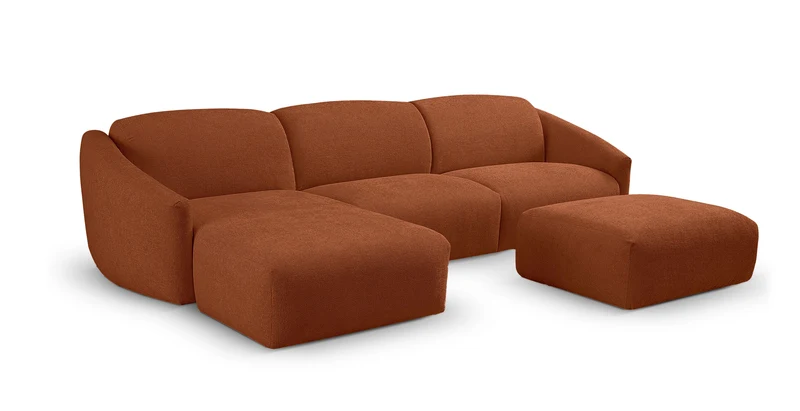 MOUGINS - Canapé d'angle convertible 5 places - Gauche - Velours chenille