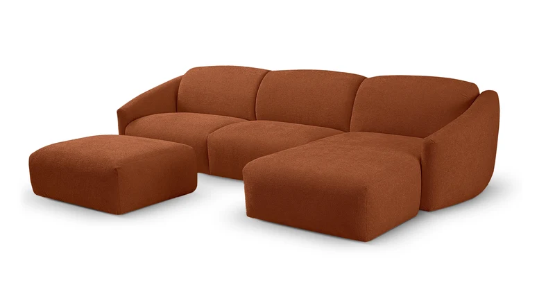 MOUGINS - Canapé d'angle convertible 5 places - Droite - Velours chenille