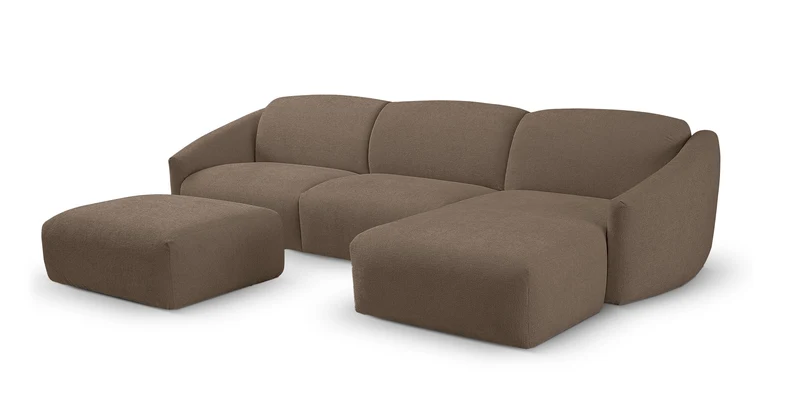 MOUGINS - Canapé d'angle convertible 5 places - Droite - Velours chenille