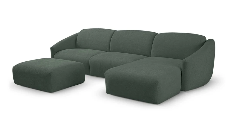MOUGINS - Canapé d'angle convertible 5 places - Droite - Velours chenille