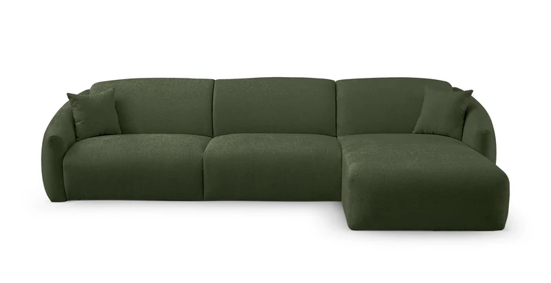 MOUGINS - Canapé d'angle convertible 5 places - Droite - Velours chenille