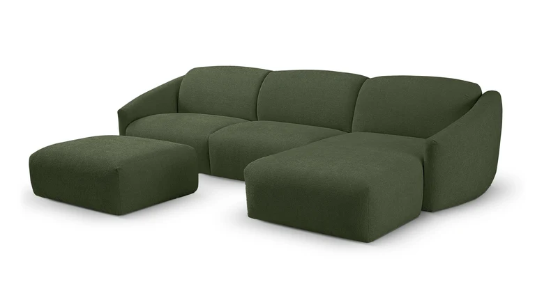 MOUGINS - Canapé d'angle convertible 5 places - Droite - Velours chenille