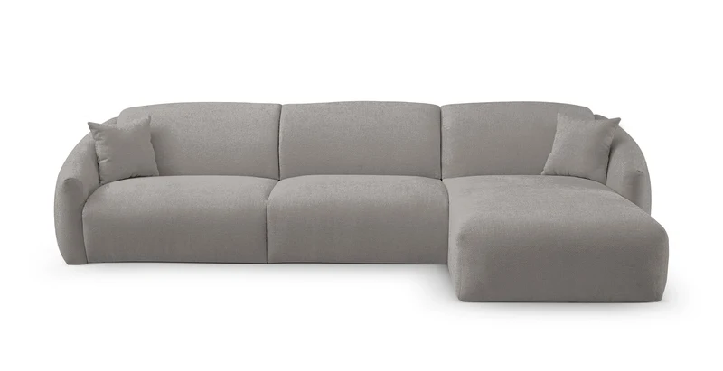 MOUGINS - Canapé d'angle convertible 5 places - Droite - Velours chenille