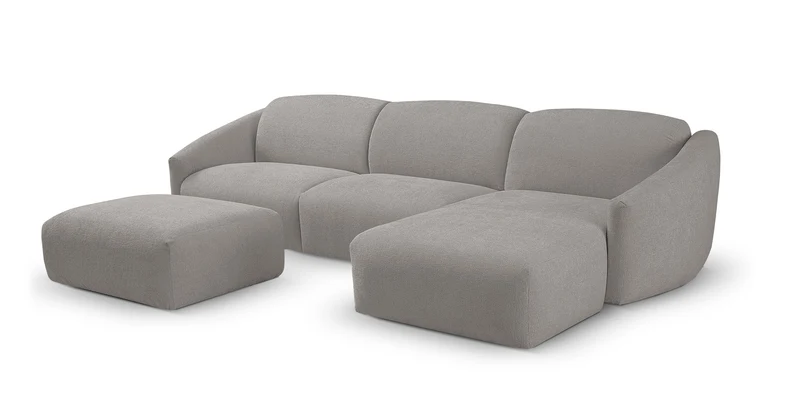 MOUGINS - Canapé d'angle convertible 5 places - Droite - Velours chenille