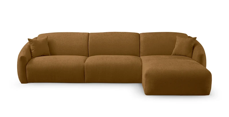 MOUGINS - Canapé d'angle convertible 5 places - Droite - Velours chenille