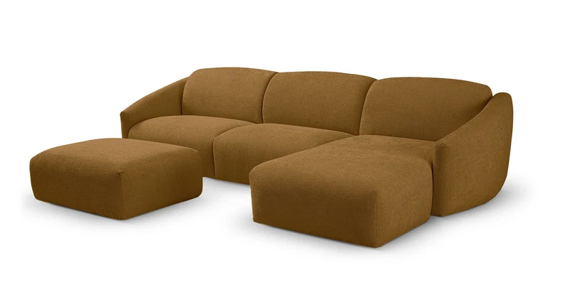 MOUGINS - Canapé d'angle convertible 5 places - Droite - Velours chenille