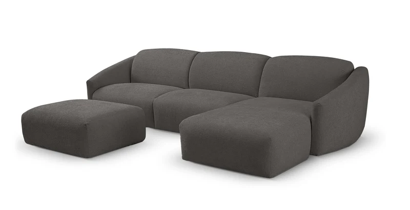 MOUGINS - Canapé d'angle convertible 5 places - Droite - Velours chenille