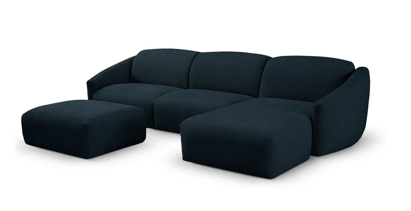 MOUGINS - Canapé d'angle convertible 5 places - Droite - Velours chenille