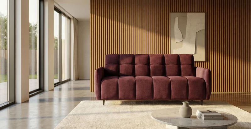 DOMINO Canapé convertible 4 places - Couchage 160 - Velours texturé