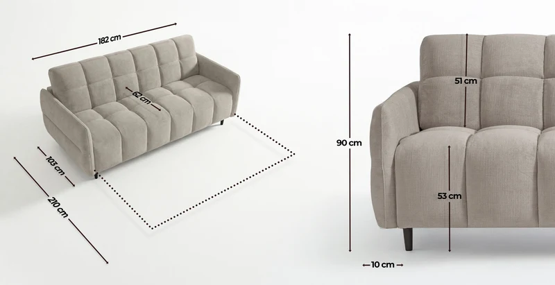 DOMINO Canapé convertible 3 places - Couchage 140 - Velours texturé