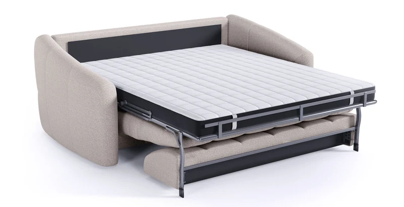 TRAPEZE Canapé convertible 4 places - Tissu bouclette