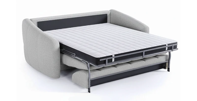 TRAPEZE Canapé convertible 4 places - Tissu bouclette