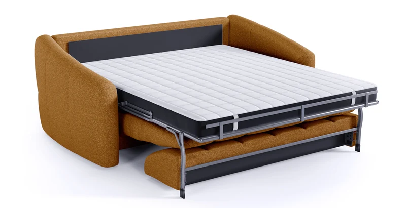 TRAPEZE Canapé convertible 4 places - Tissu bouclette