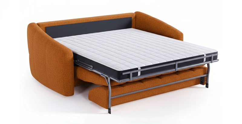 TRAPEZE Canapé convertible 4 places - Tissu bouclette