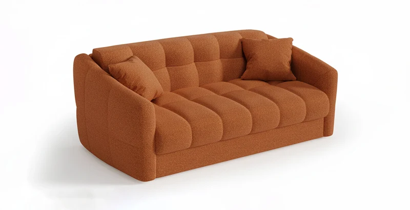 TRAPEZE Canapé convertible 4 places - Tissu bouclette