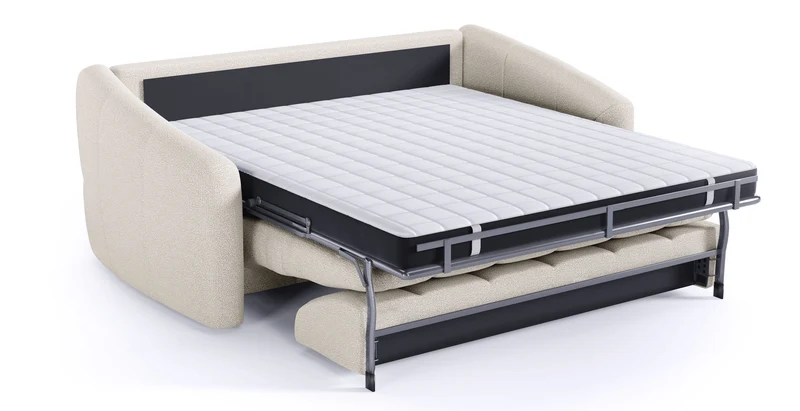 TRAPEZE Canapé convertible 4 places - Tissu bouclette