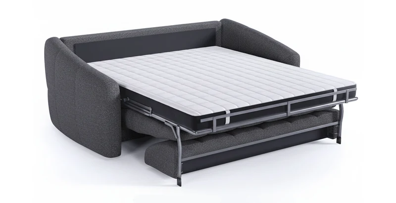 TRAPEZE Canapé convertible 4 places - Tissu bouclette