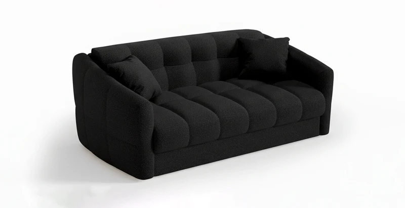TRAPEZE Canapé convertible 4 places - Tissu bouclette