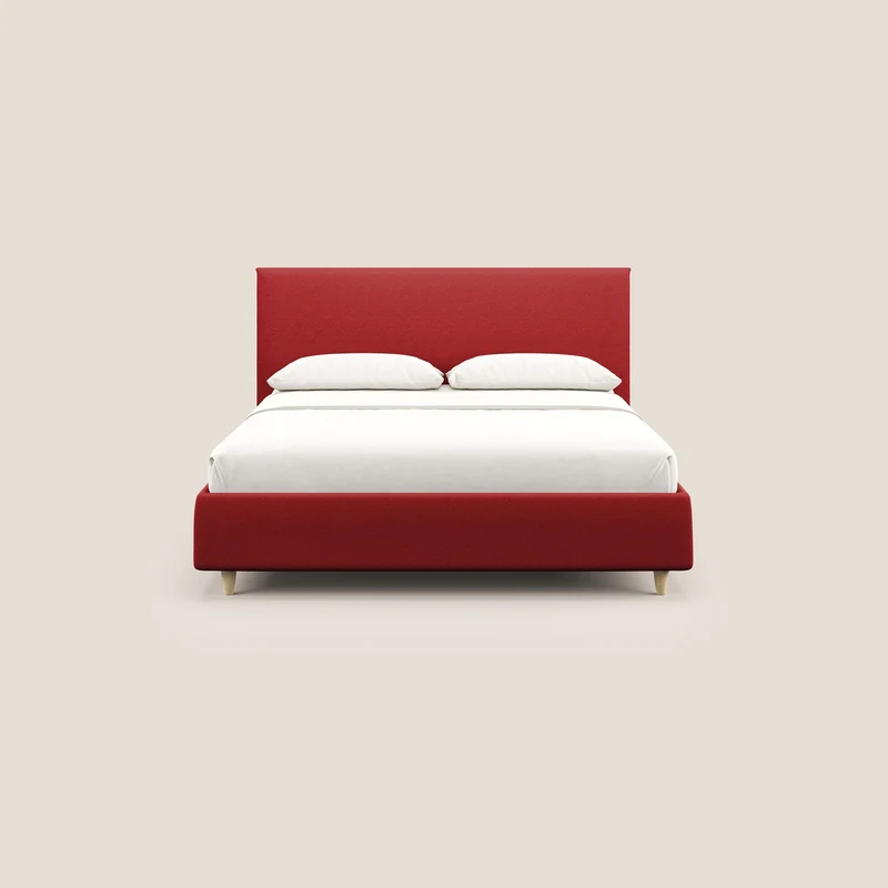 Teresa lit avec coffre déhoussable en tissu mixte coton imperméable T13 rouge