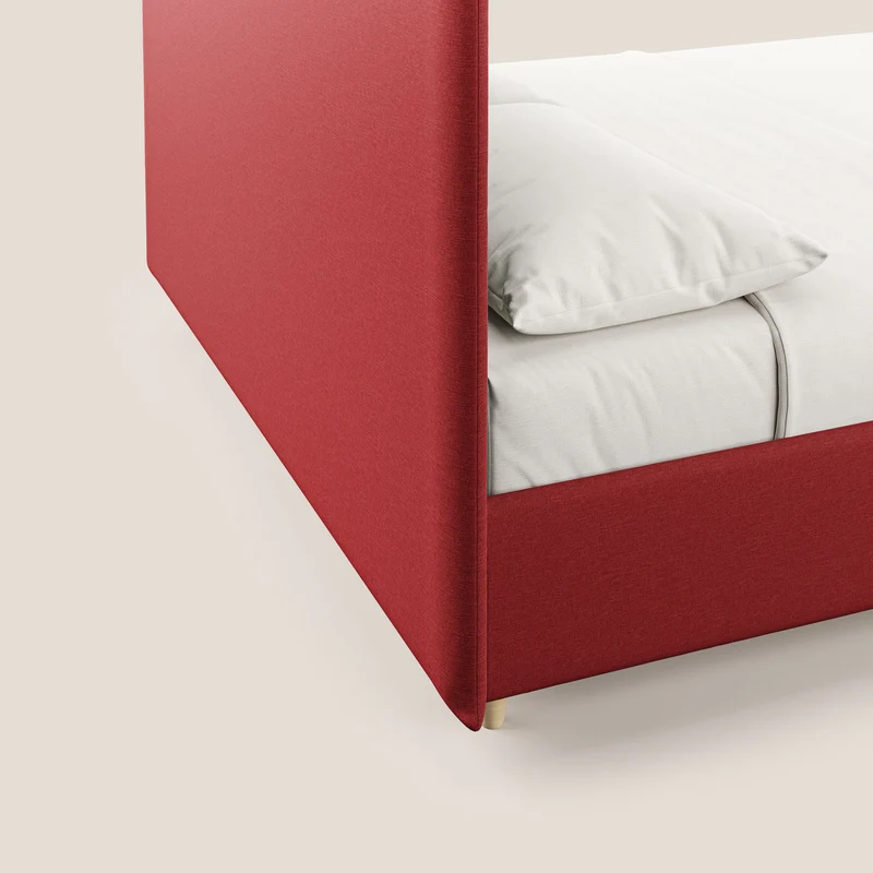 Teresa lit avec coffre déhoussable en tissu mixte coton imperméable T13 rouge