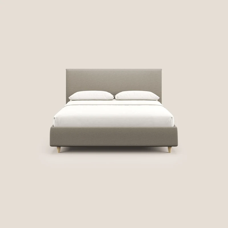 Teresa lit avec coffre déhoussable en tissu mixte coton imperméable T13 crème