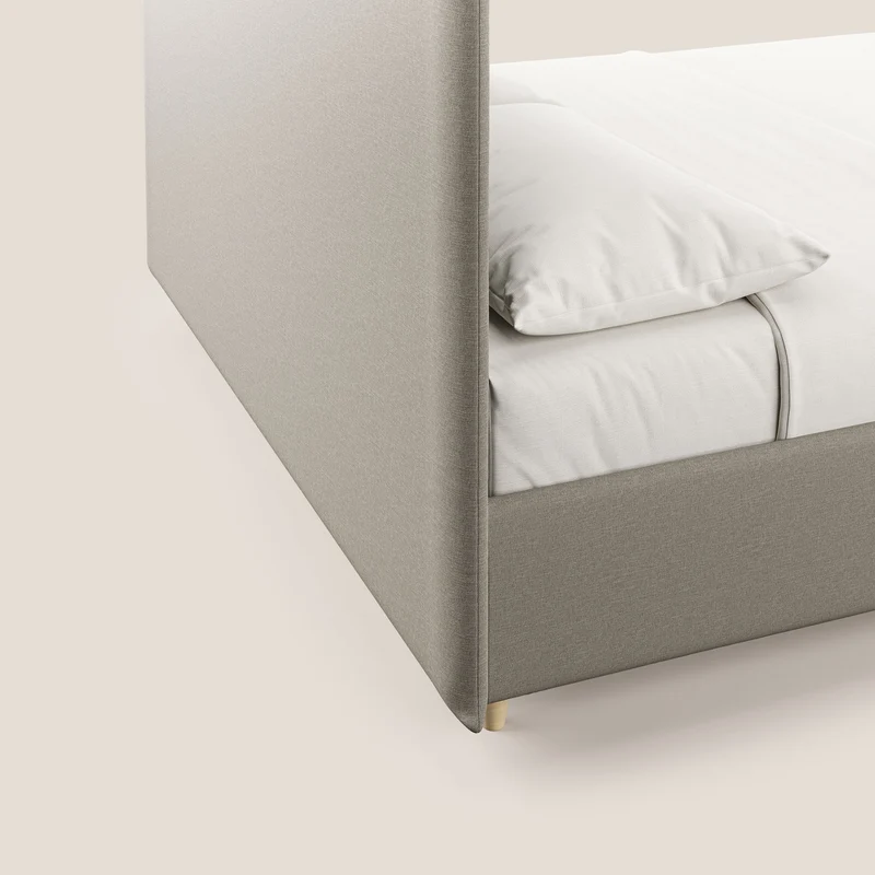 Teresa lit avec coffre déhoussable en tissu mixte coton imperméable T13 crème